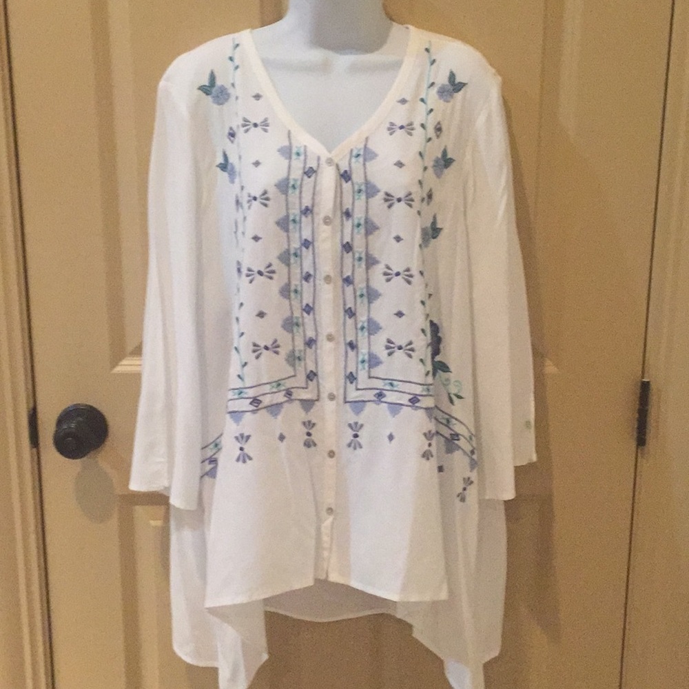 Coldwater Creek "Desert Flowers" embroidered top